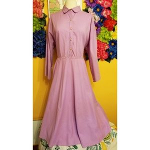 Vintage American Shirt Dress Pink Longsleeve Dress- size 15/16